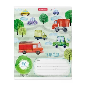 Тетрадь в линейку ErichKrause Автопарк 12 листов 