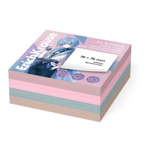  Блок самоклеящийся бумажный ErichKrause Manga, 75х75 мм, 400 листов, 4 цвета 