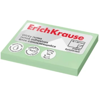 Թուղթ նշումի ինքնակպչուն ErichKrause 100 թերթ 75х50 մմ ||Блок самоклеящийся бумажный ErichKrause, 75х50 мм, 100 листов||ErichKrause self-adhesive paper note pad, 75x50 mm, 100 sheets