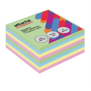 Attache Economy Sticky Notes, 8 colors, 400 sheets, 76x76 mm