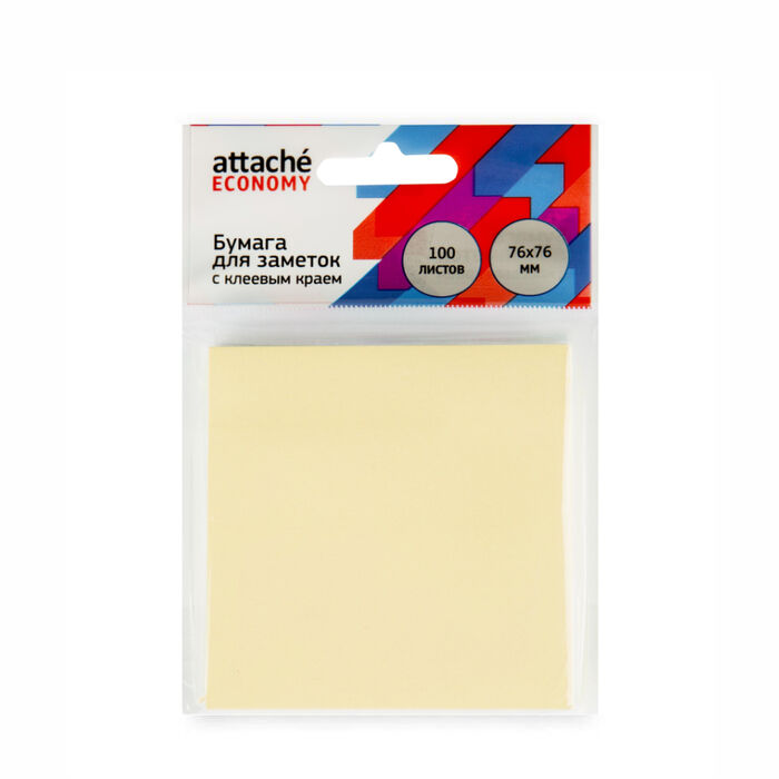 Stickers Attache Economy 76x76 mm pastel yellow 100 sheets