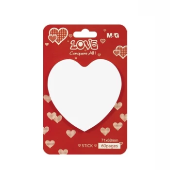 Թուղթ նշումի M&G Heart ինքնակպչուն 76x76 մմ 60 հատ ||Стикеры фигурные M&G Heart 71x68 мм пастельные 60 листов ||M&G Heart Shaped Stickers, 71x68mm, Pastel, 60 Sheets