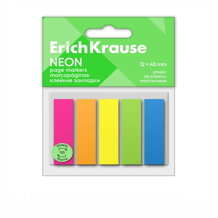 Էջանիշ ErichKrause Neon 5 գույն 125 թերթ 12х45 մմ 